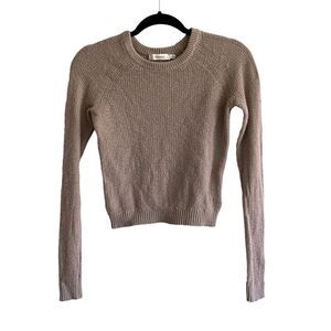 ARITZIA Wilfred Crew Neck Long Sleeve Cropped Sweater Tan Taupe XXS